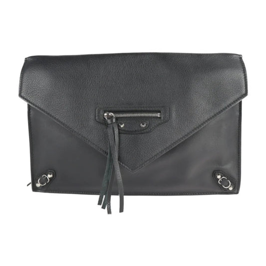 Black Leather Balenciaga Papier