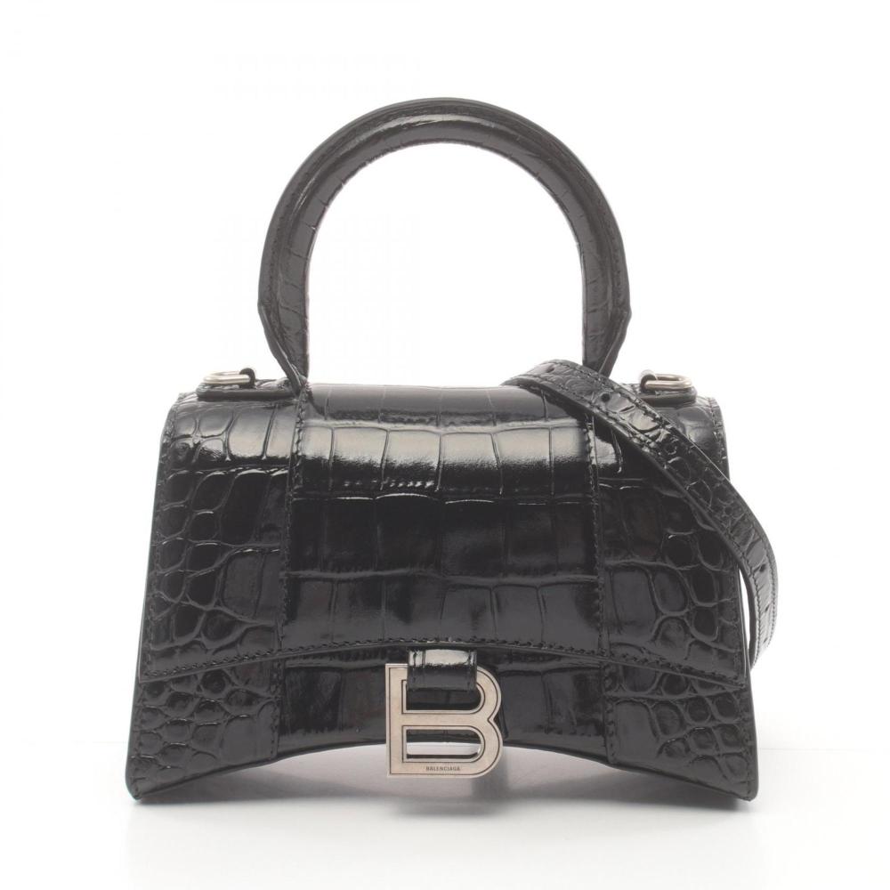 Black Leather Balenciaga Hourglass