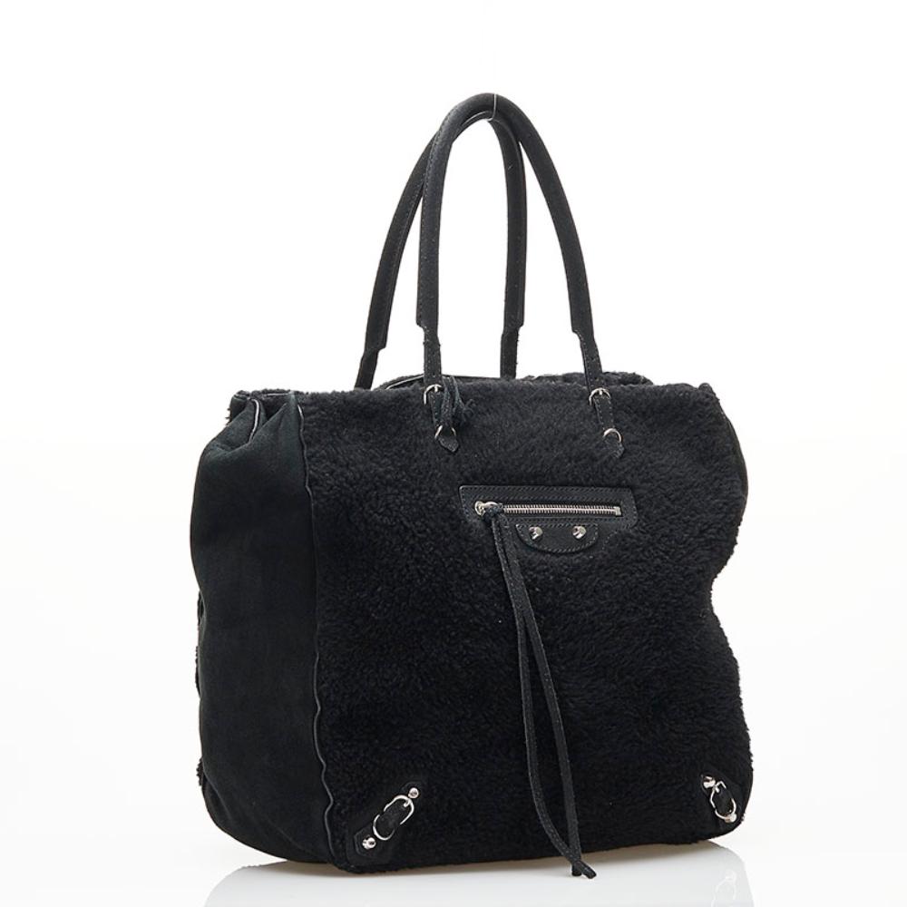 Black Leather Balenciaga Tote