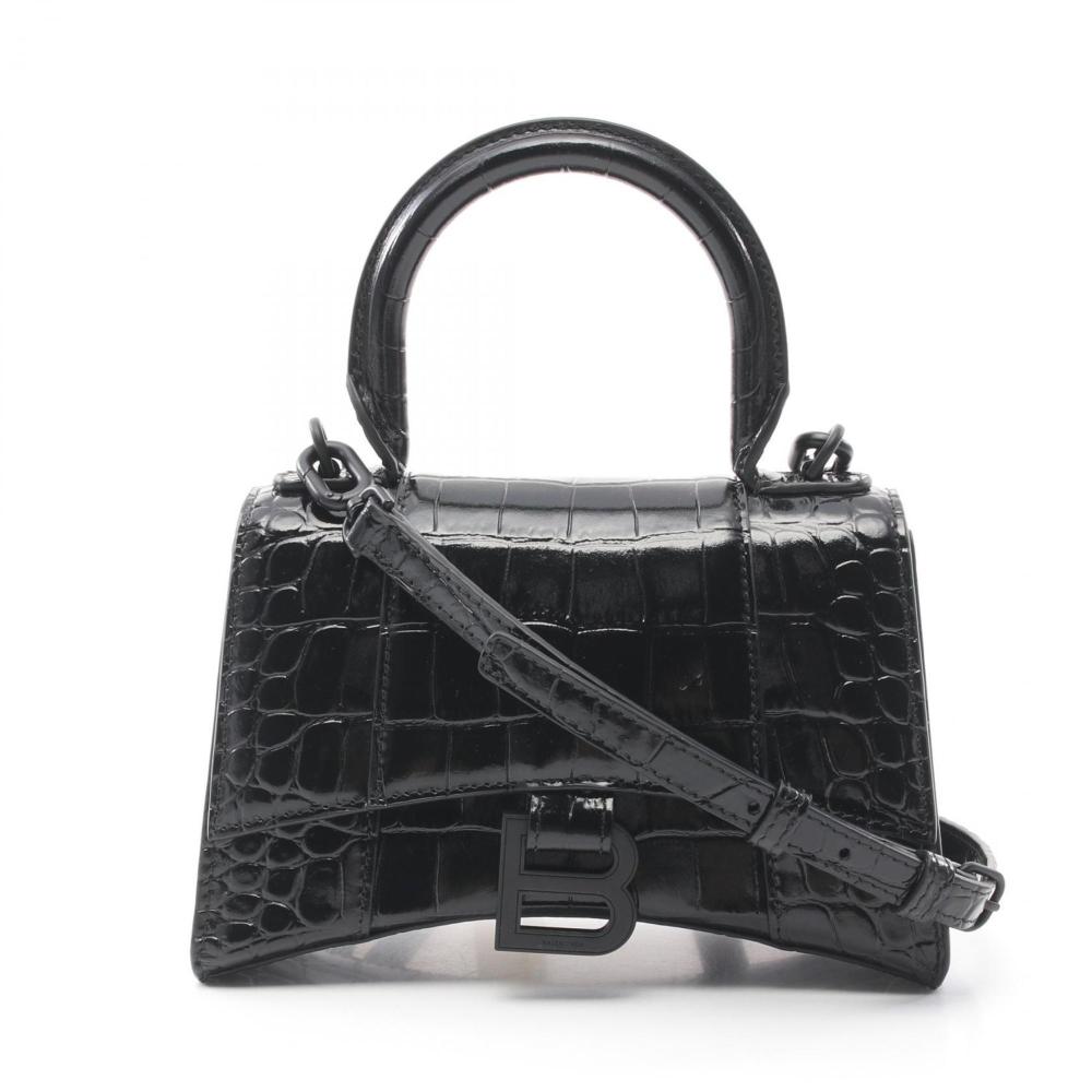Black Leather Balenciaga Hourglass