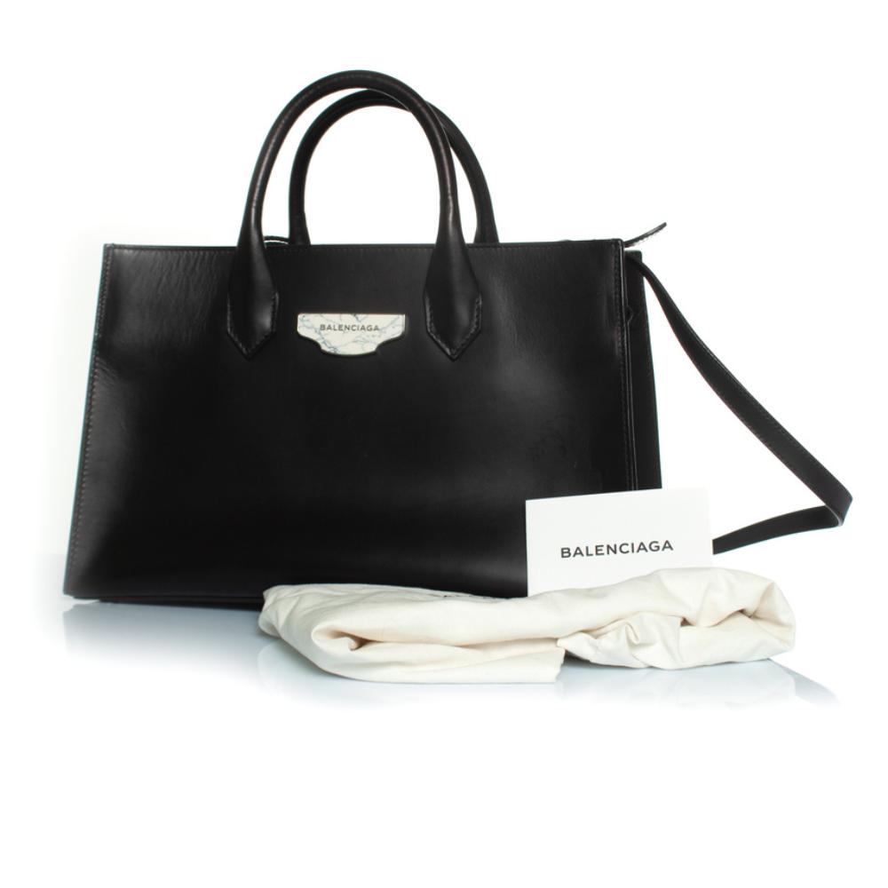 Black Leather Balenciaga Tote