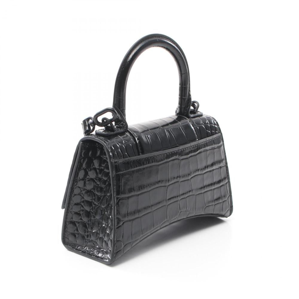 Black Leather Balenciaga Hourglass