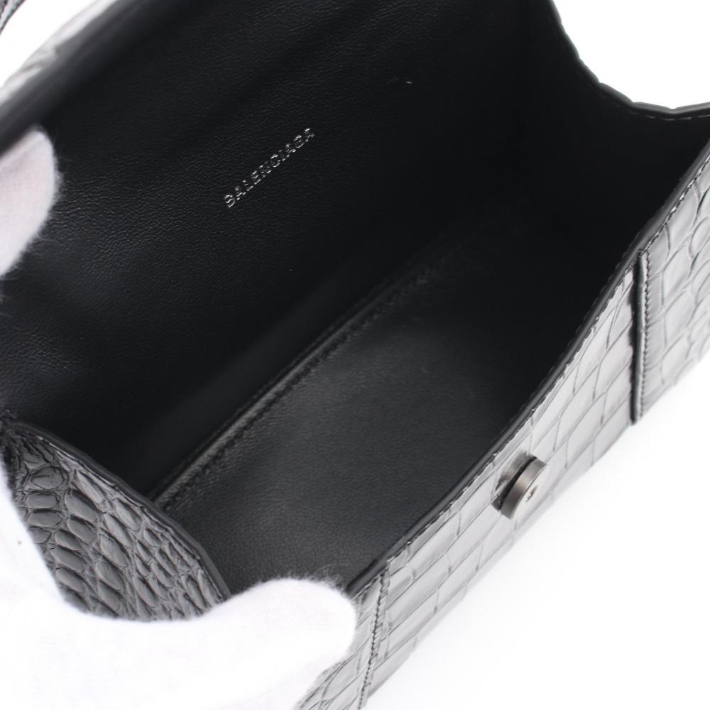 Black Leather Balenciaga Hourglass