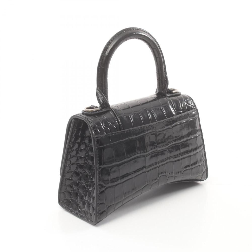 Black Leather Balenciaga Hourglass
