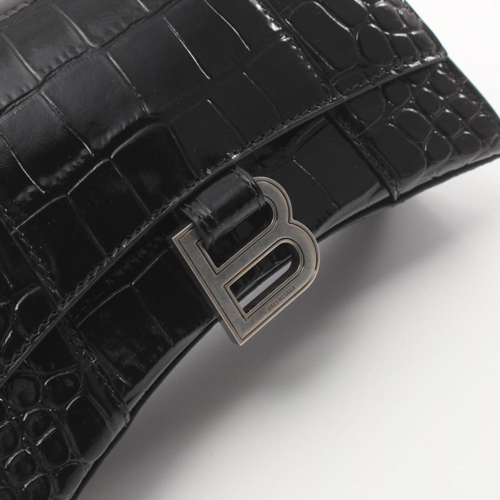 Black Leather Balenciaga Hourglass