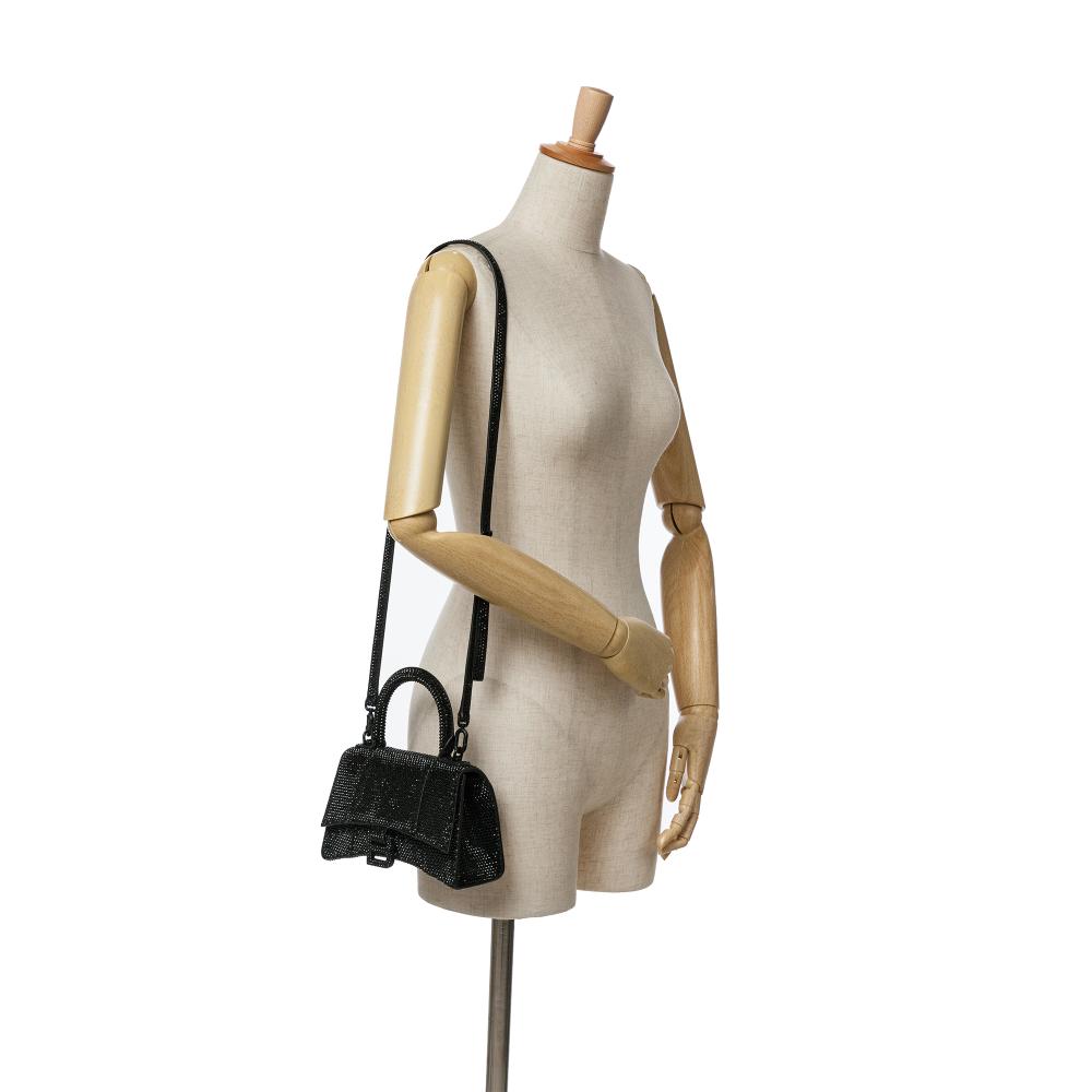 Black Leather Balenciaga Hourglass