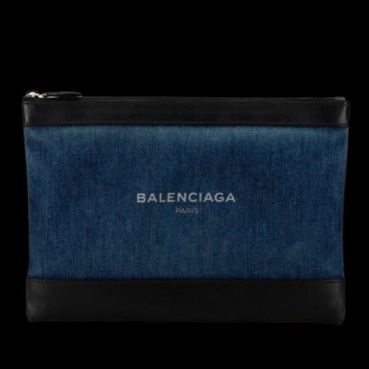 Blue Canvas Balenciaga Clutch