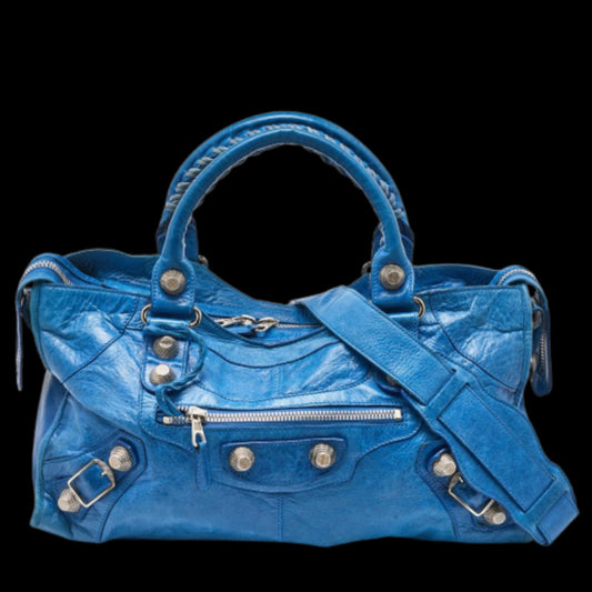Blue Leather Balenciaga Tote