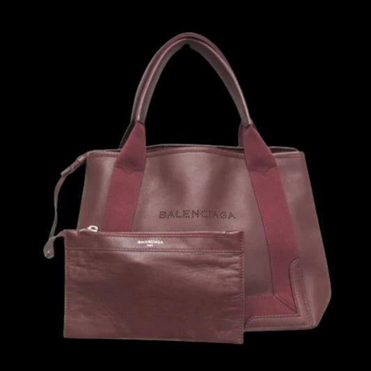 Burgundy Leather Balenciaga Cabas