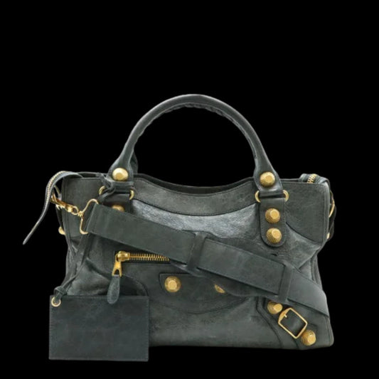 Green Leather Balenciaga Giant