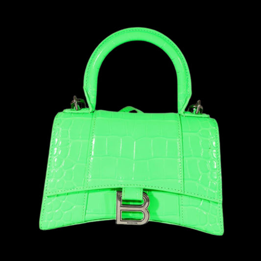 Green Leather Balenciaga Hourglass