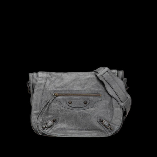 Grey Leather Balenciaga Crossbody Bag