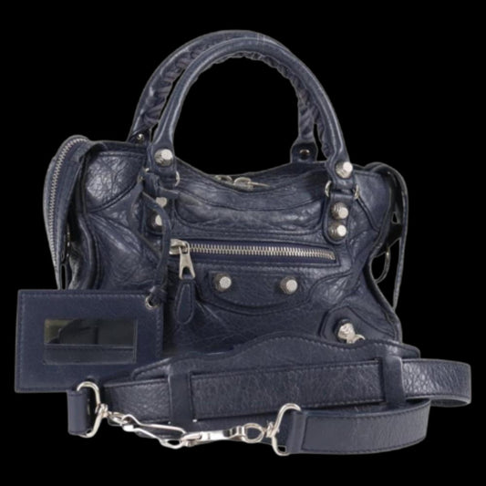 Navy Leather Balenciaga City