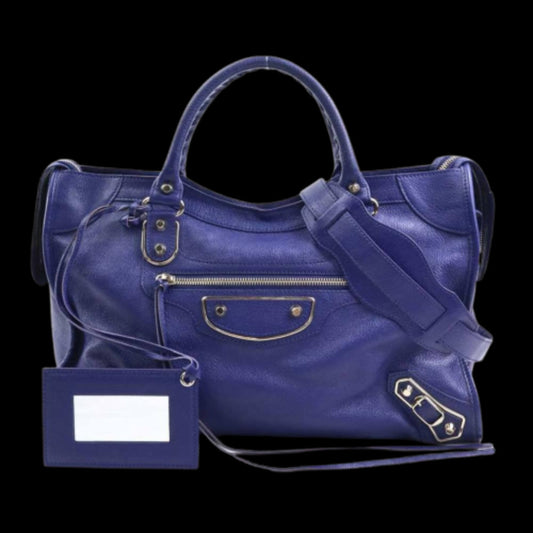 Navy Leather Balenciaga Shoulder Bag