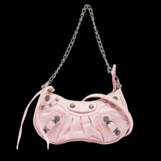 Pink Denim Balenciaga Shoulder Bag