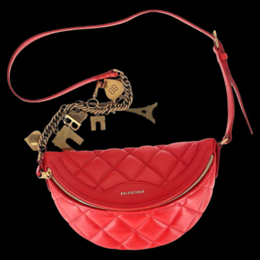 Red Leather Balenciaga Belt Bag