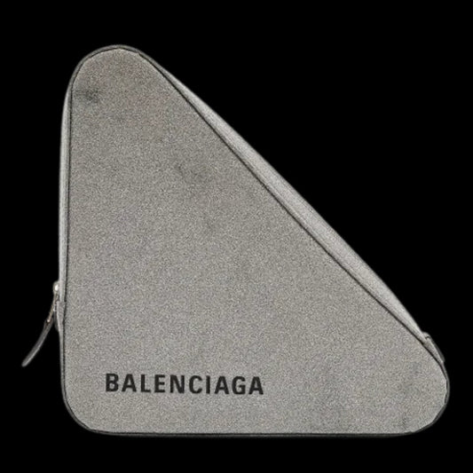 Silver Leather Balenciaga Clutch