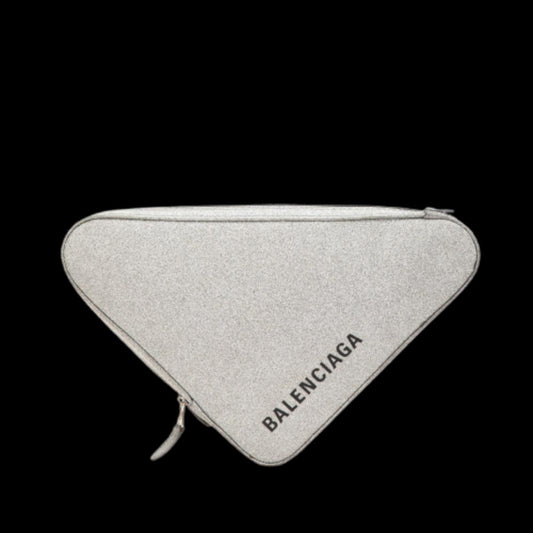 Silver Leather Balenciaga Clutch