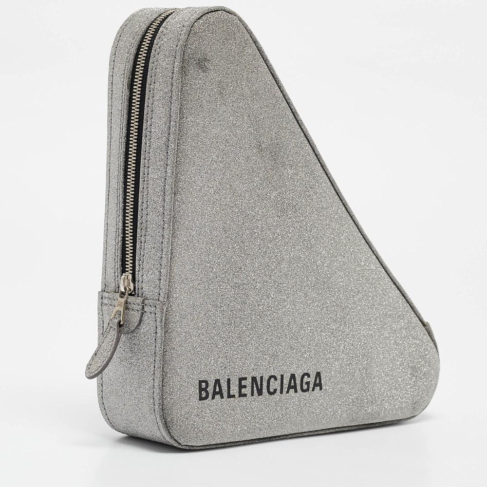 Silver Leather Balenciaga Clutch