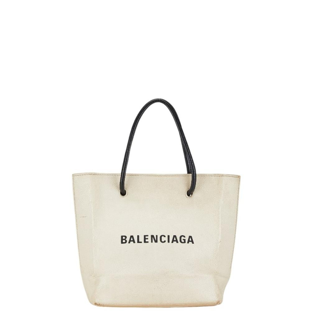 White Leather Balenciaga Tote