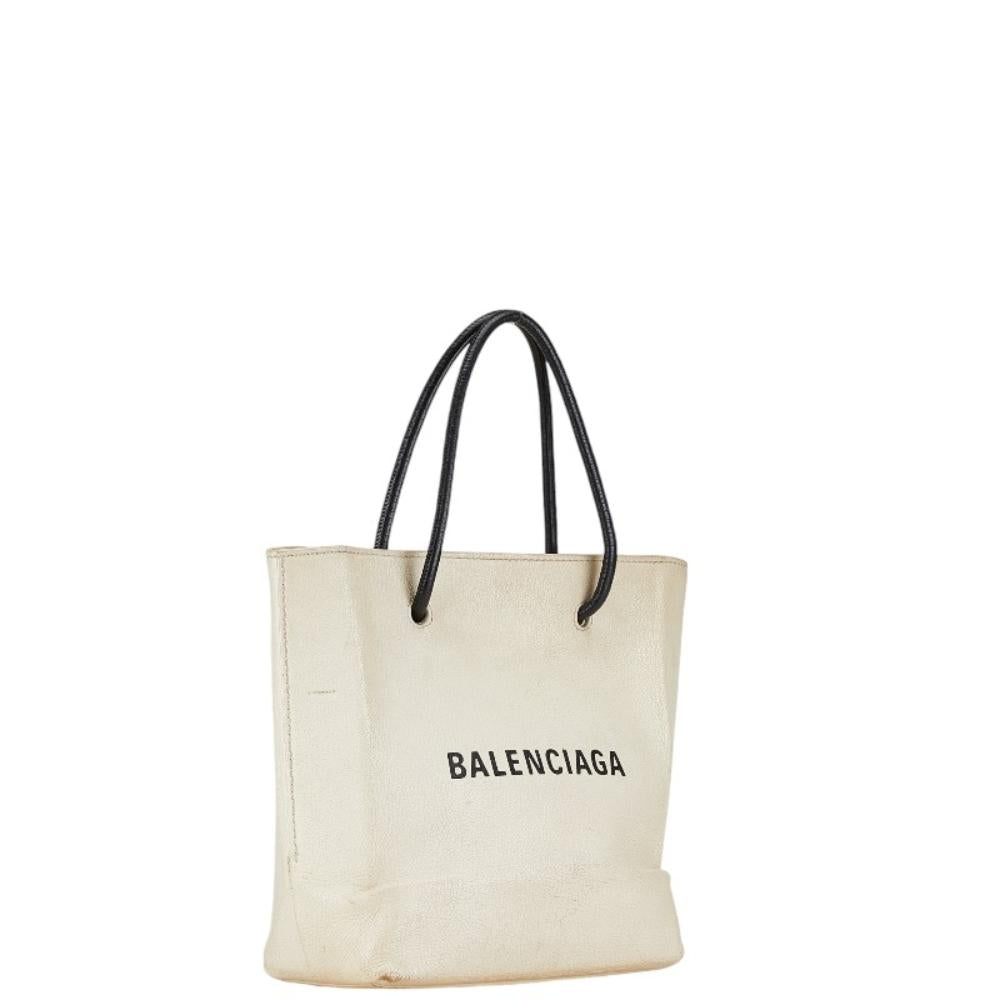 White Leather Balenciaga Tote