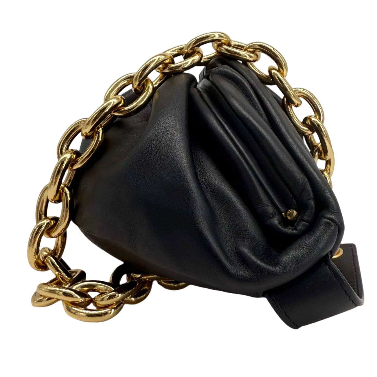 Bottega Veneta The Pouch Chain – Calfskin Leather with Gold Chain Strap