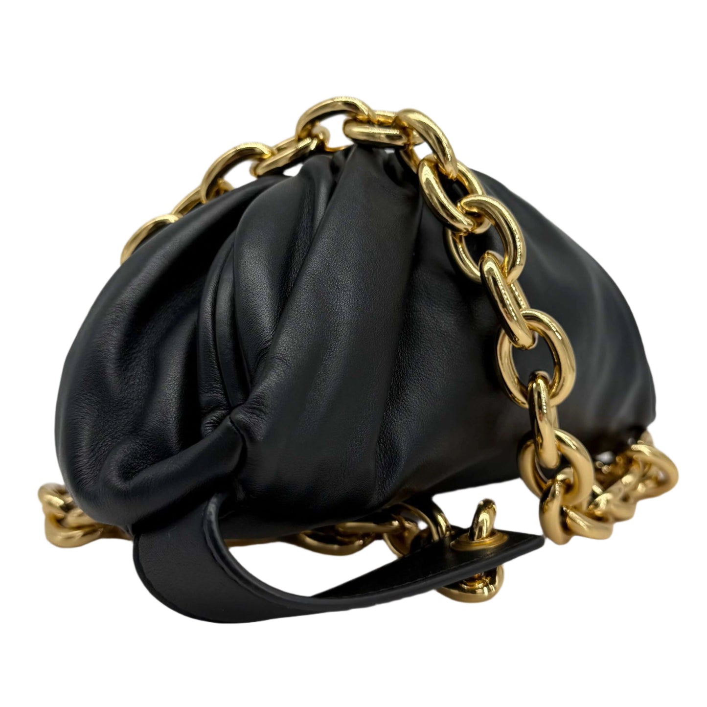 Bottega Veneta The Pouch Chain – Calfskin Leather with Gold Chain Strap