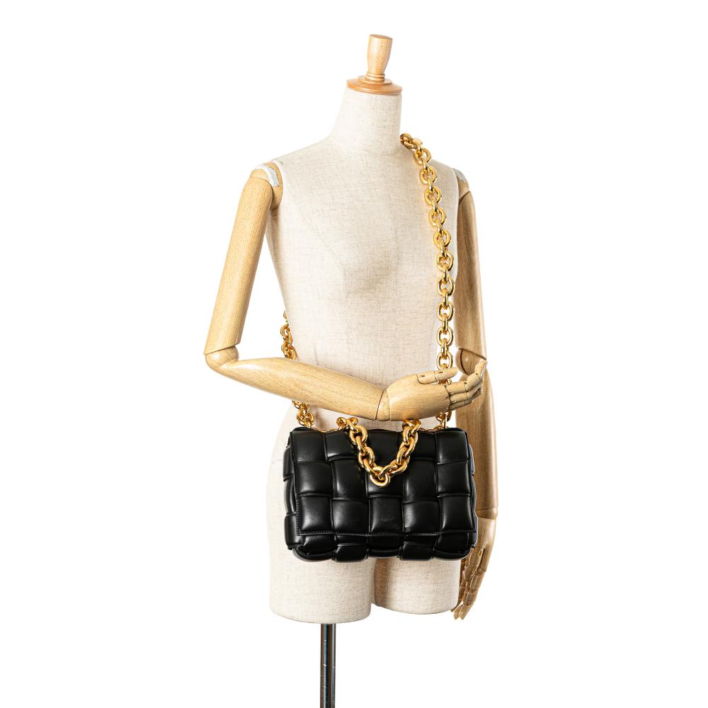 Black Leather Bottega Veneta Shoulder Bag