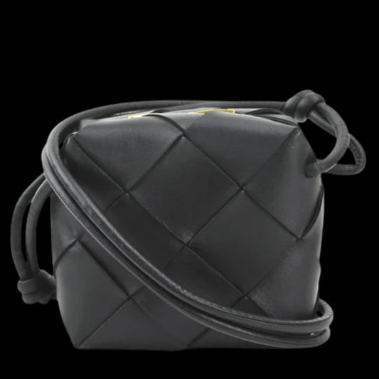 Black Leather Bottega Veneta Cassette Bag