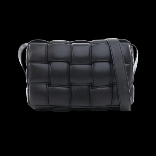 Black Leather Bottega Veneta Crossbody Bag
