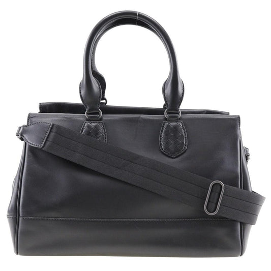 Black Leather Bottega Veneta Handbag