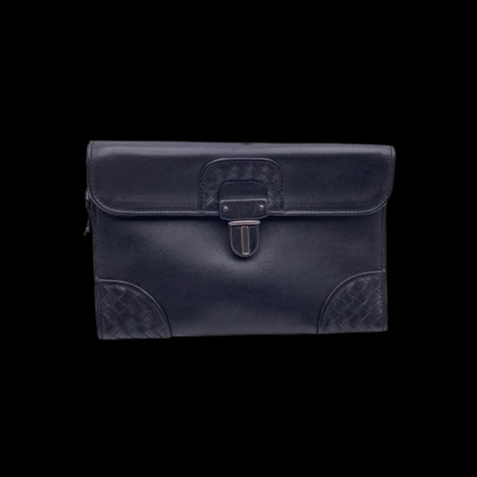 Black Leather Bottega Veneta Clutch