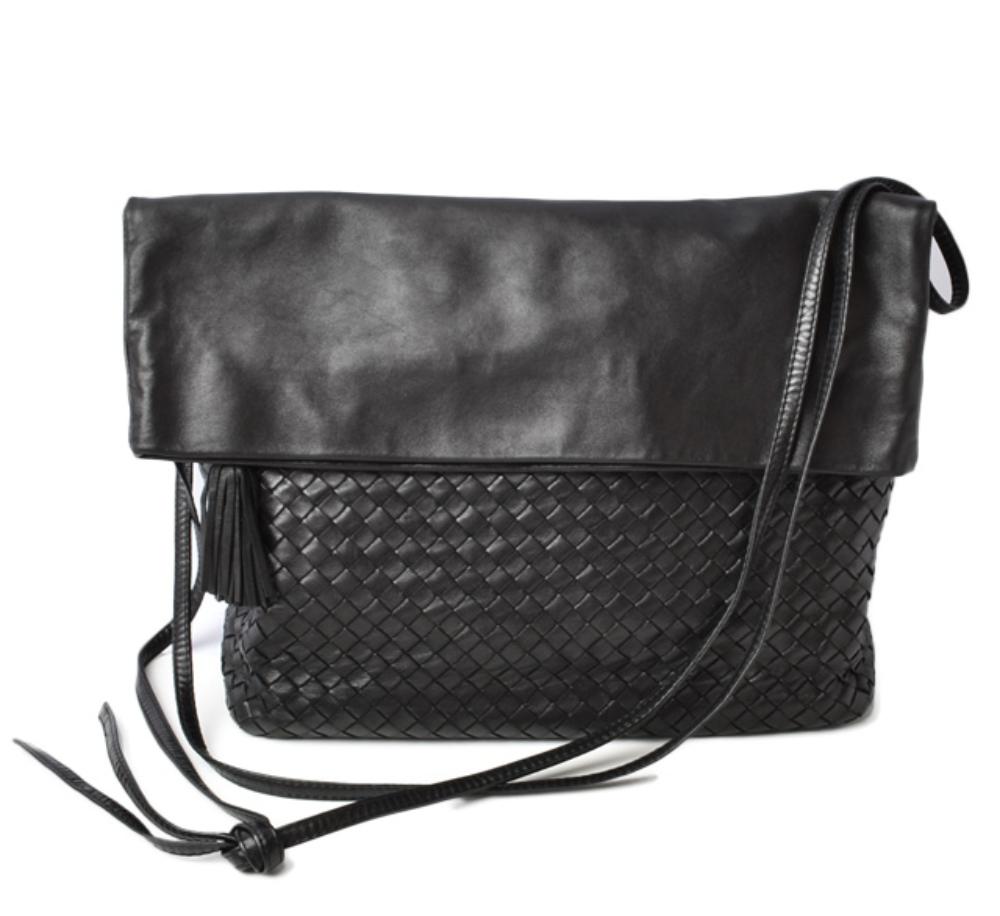 Black Leather Bottega Veneta Shoulder Bag