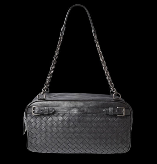Black Leather Bottega Veneta Shoulder Bag