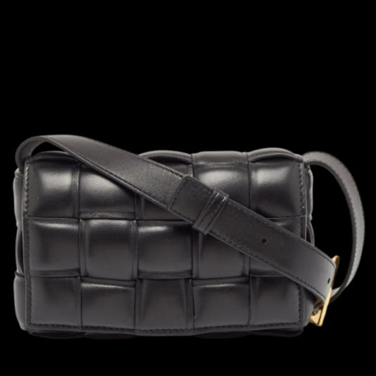 Black Leather Bottega Veneta Crossbody Bag