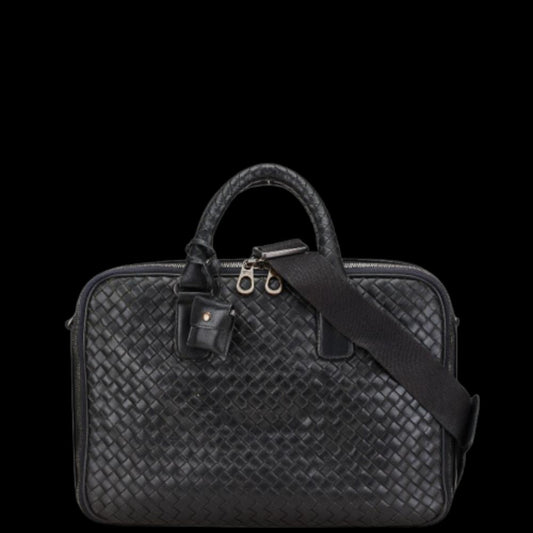 Black Leather Bottega Veneta Handbag