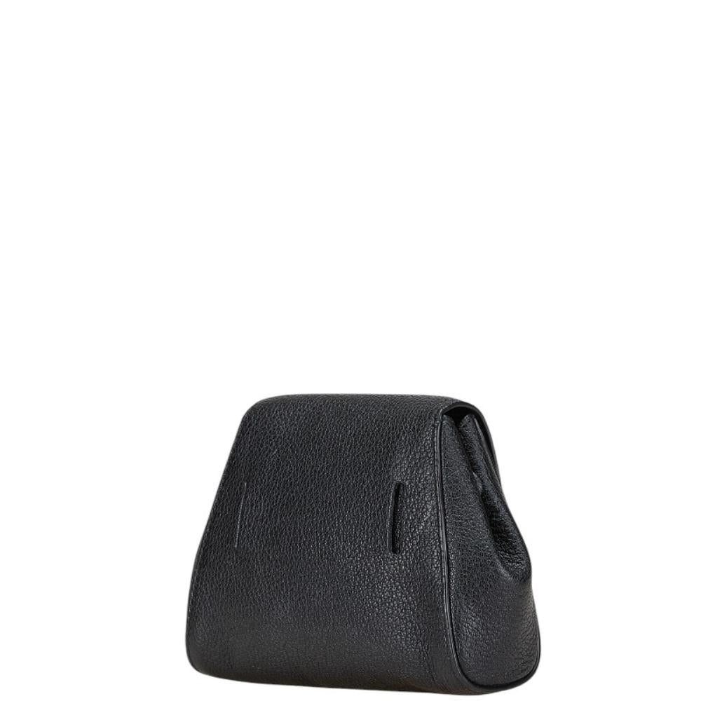 Black Leather Bottega Veneta Clutch