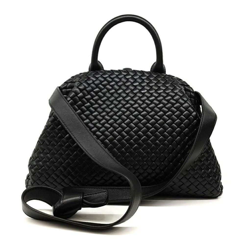 Black Leather Bottega Veneta Handbag