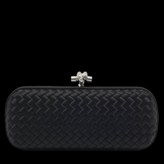 Black Satin Bottega Veneta Clutch