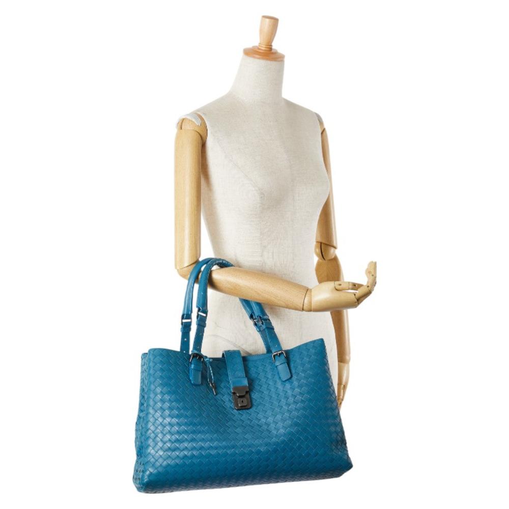 Blue Leather Bottega Veneta Tote