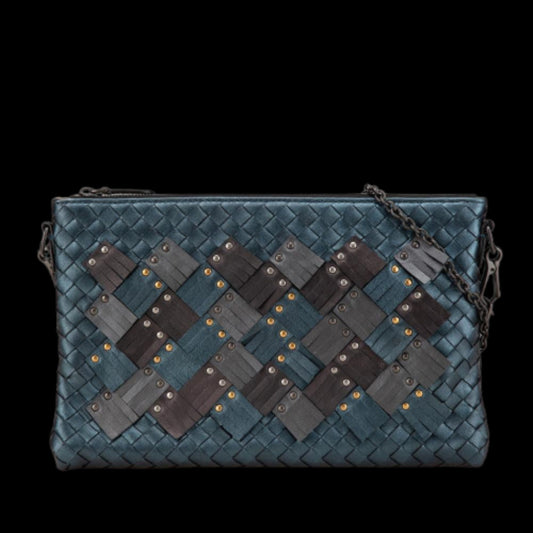 Blue Leather Bottega Veneta Crossbody Bag