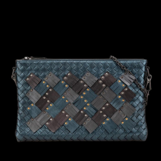Blue Leather Bottega Veneta Crossbody Bag