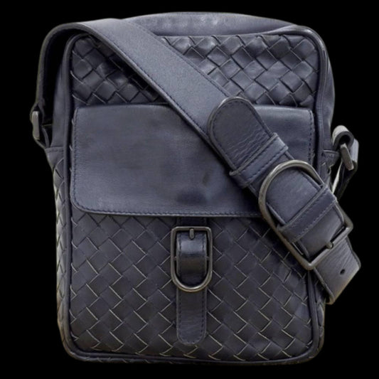 Blue Leather Bottega Veneta Crossbody Bag