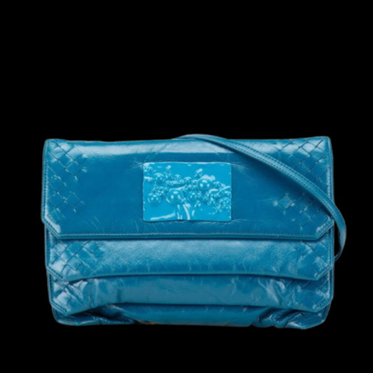Blue Leather Bottega Veneta Shoulder Bag