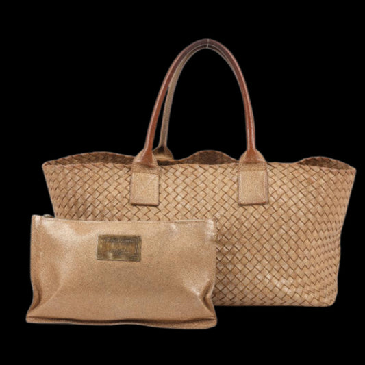 Gold Leather Bottega Veneta Cabat