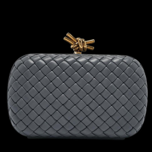 Grey Leather Bottega Veneta Clutch