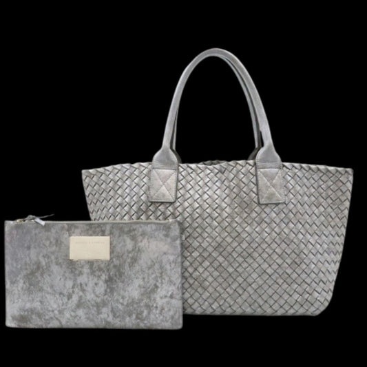 Silver Metal Bottega Veneta Tote