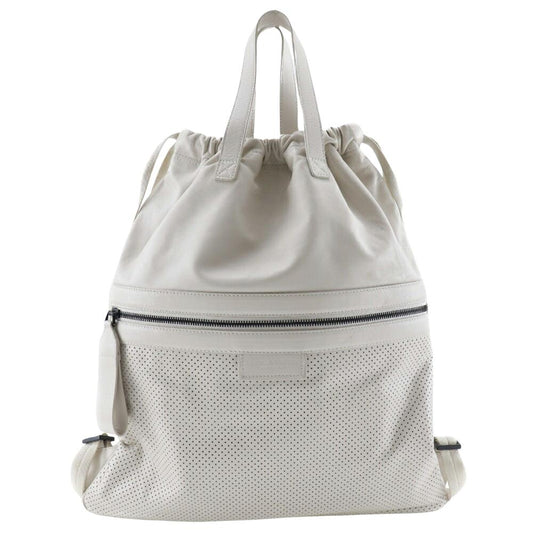White Leather Bottega Veneta Backpack