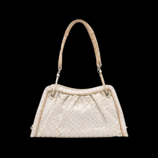 White Leather Bottega Veneta Shoulder Bag