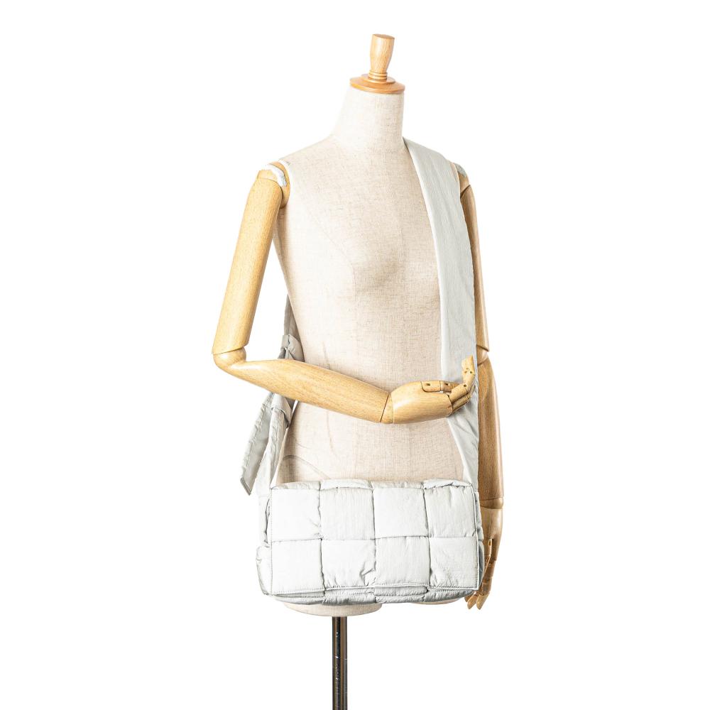 White Nylon Bottega Veneta Padded Cassette Bag